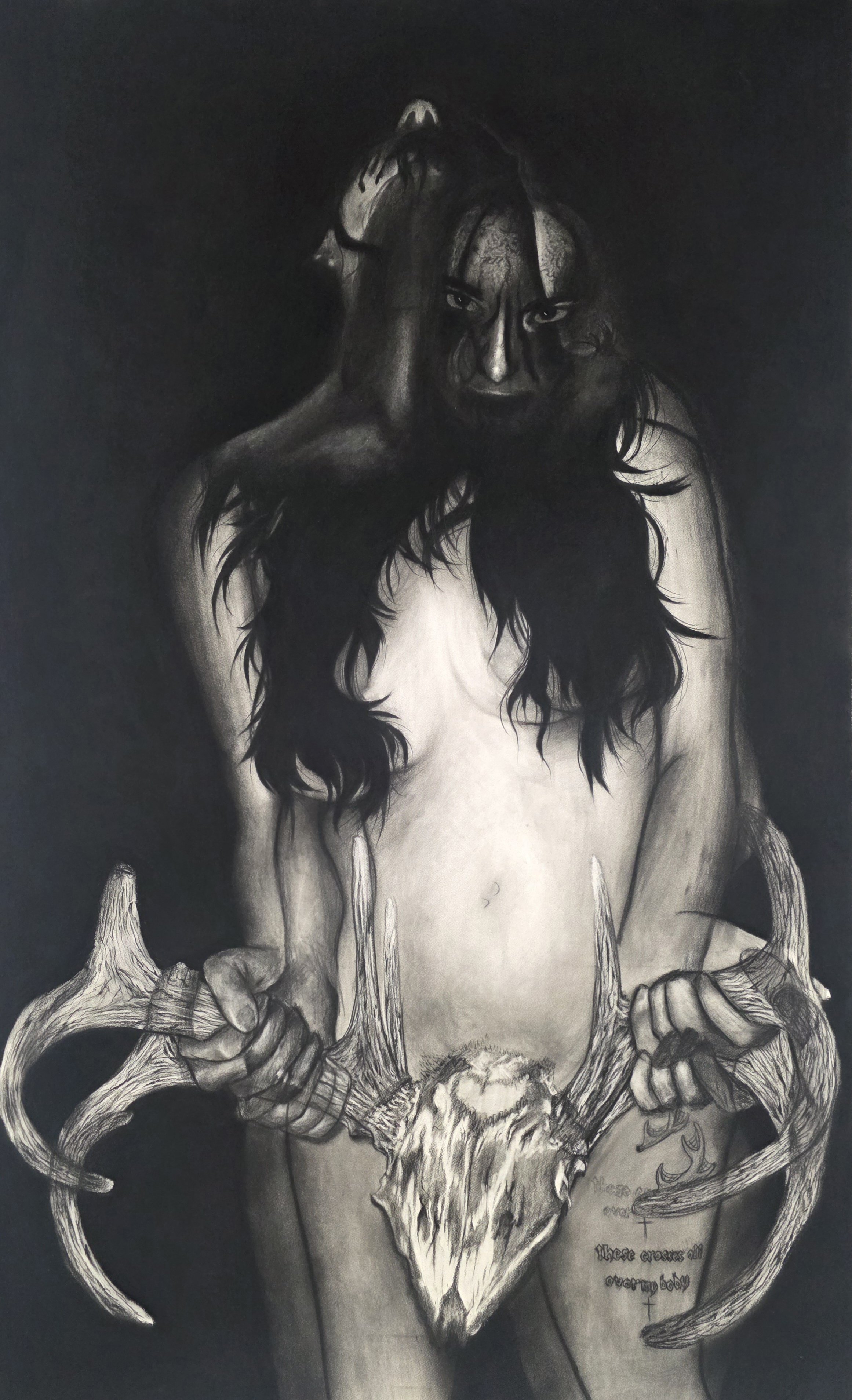 Stare, 43in x 70in, Charcoal on Arches Watercolor Paper