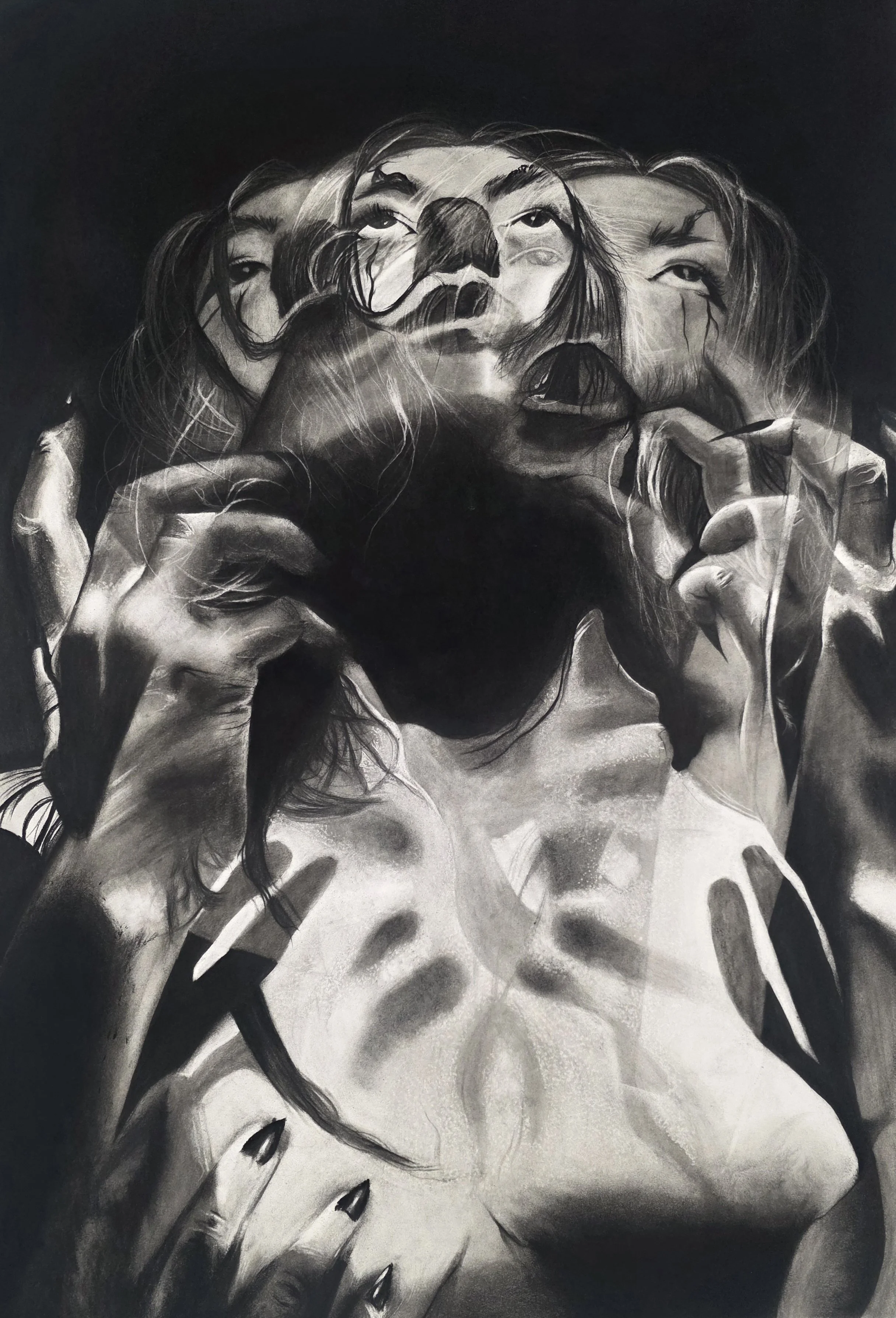 Overlight, 30in x 44in, Charcoal on BFK Rives Printmaking Paper