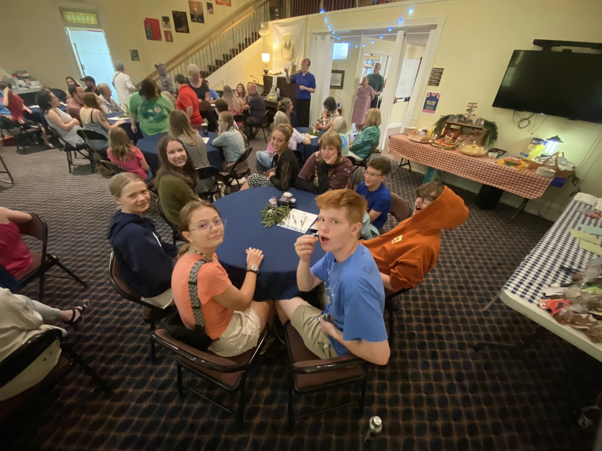 Sharing a meal in the Chapel