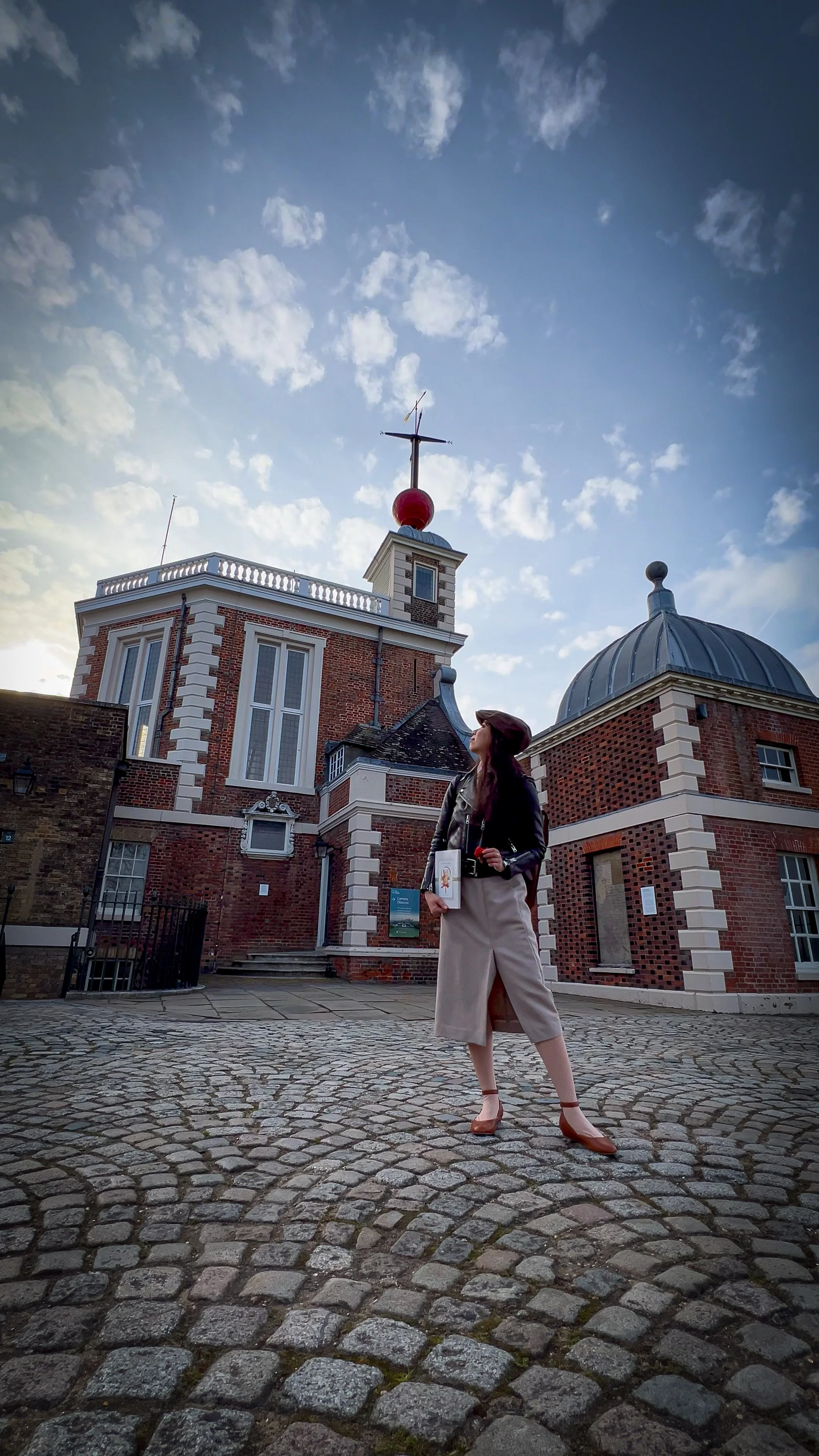 A-L.C.L. Wagenknecht (Angelica-Lorraine) at the Prime Meridian, Greenwich Observatory, England