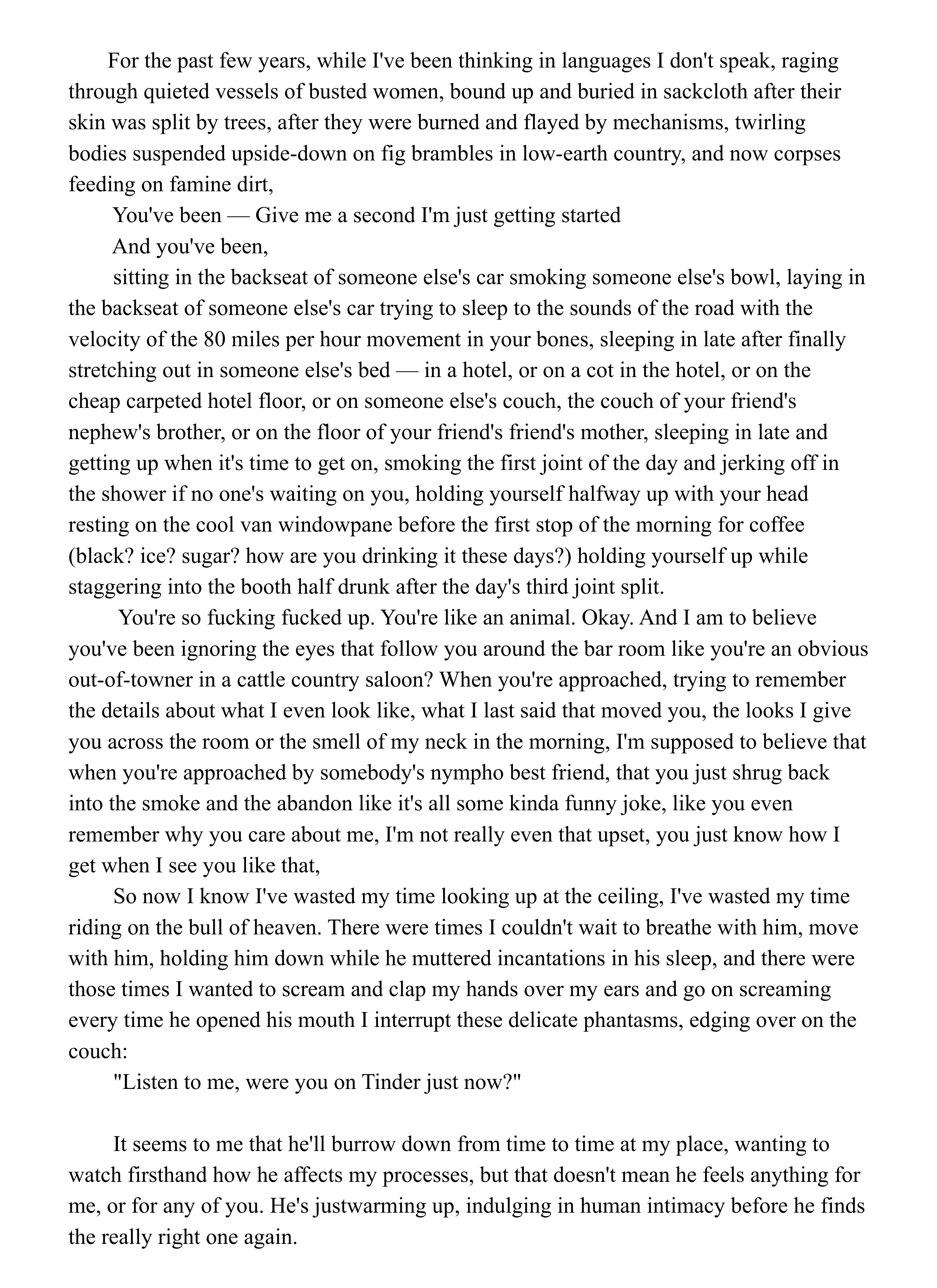 A page of text from a book or document, containing a narrative about personal experiences and emotional reflections.