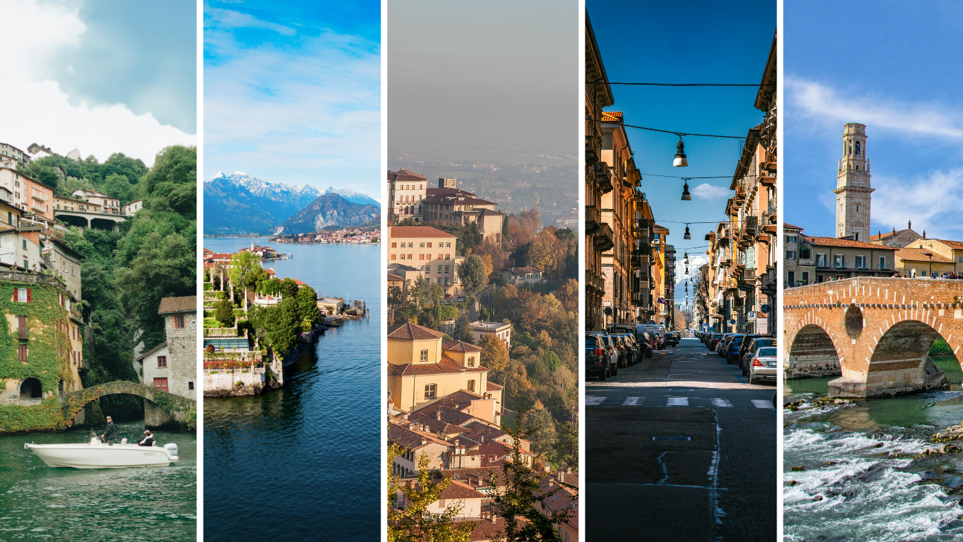 slices of images from Lake Como, Turin, Verona