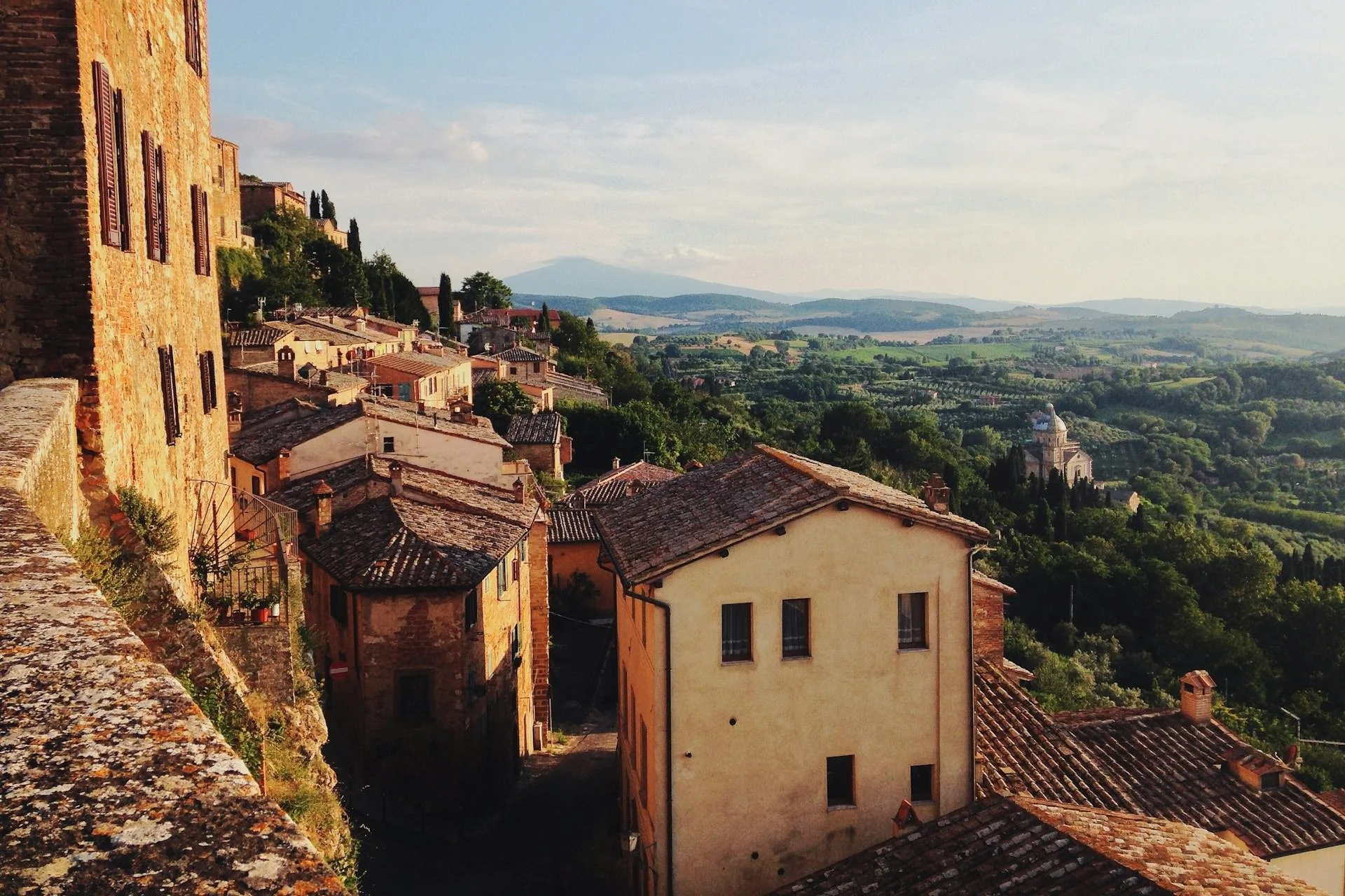 Old village on hillside in Montepulciano