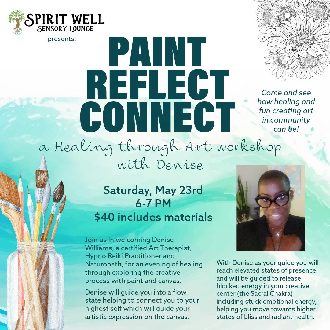 Tomorrow night at Spirit Well! Join us for a Healing through Art workshop with Denise Williams. 

Creating art in community has been proven to lower cortisol, increase connection to self and others and assist in the expression of emotions that you ma