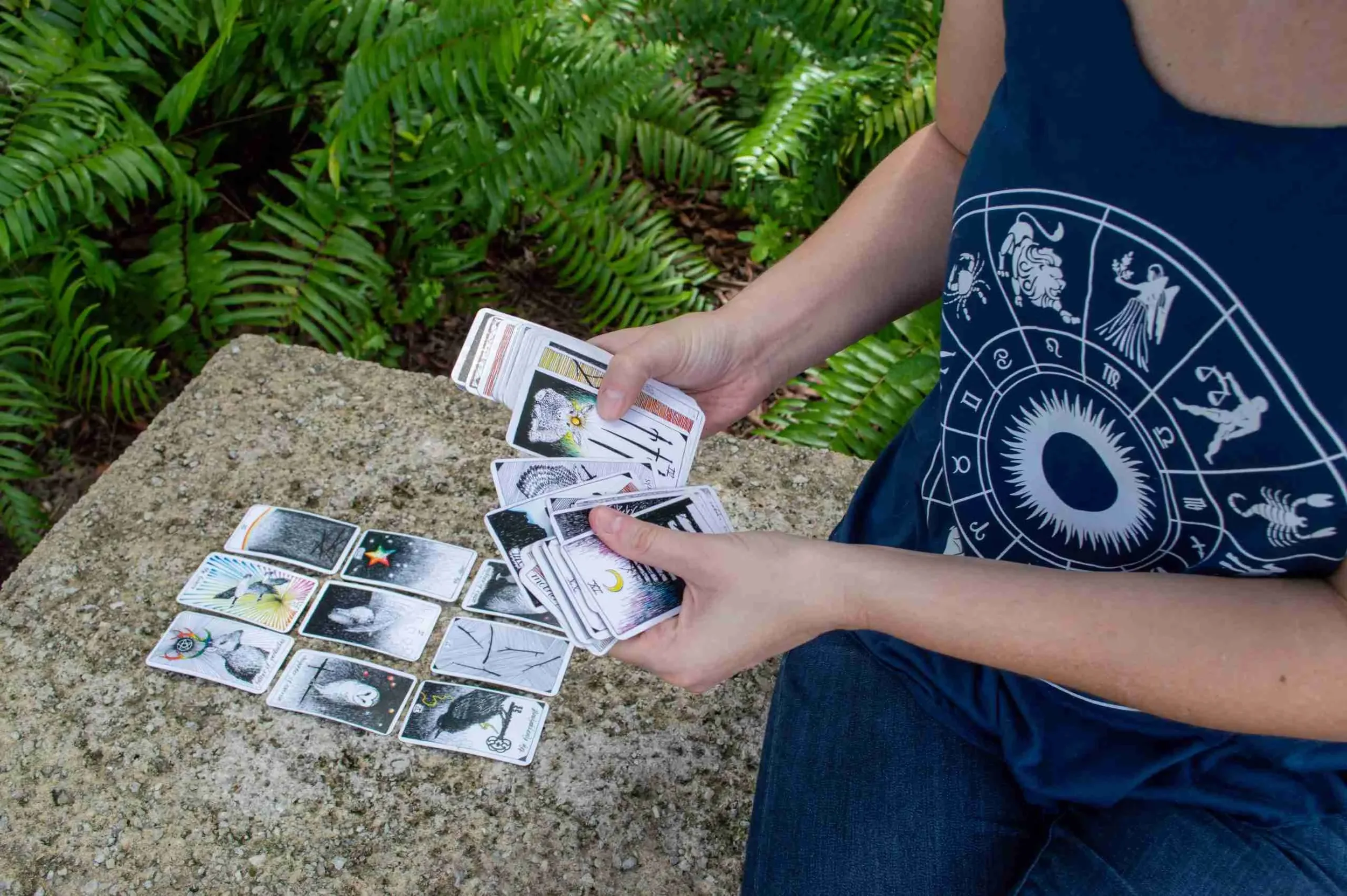 Amelia doing a tarot card reading at Spirit Well Sensory Lounge in Stuart, Florida.