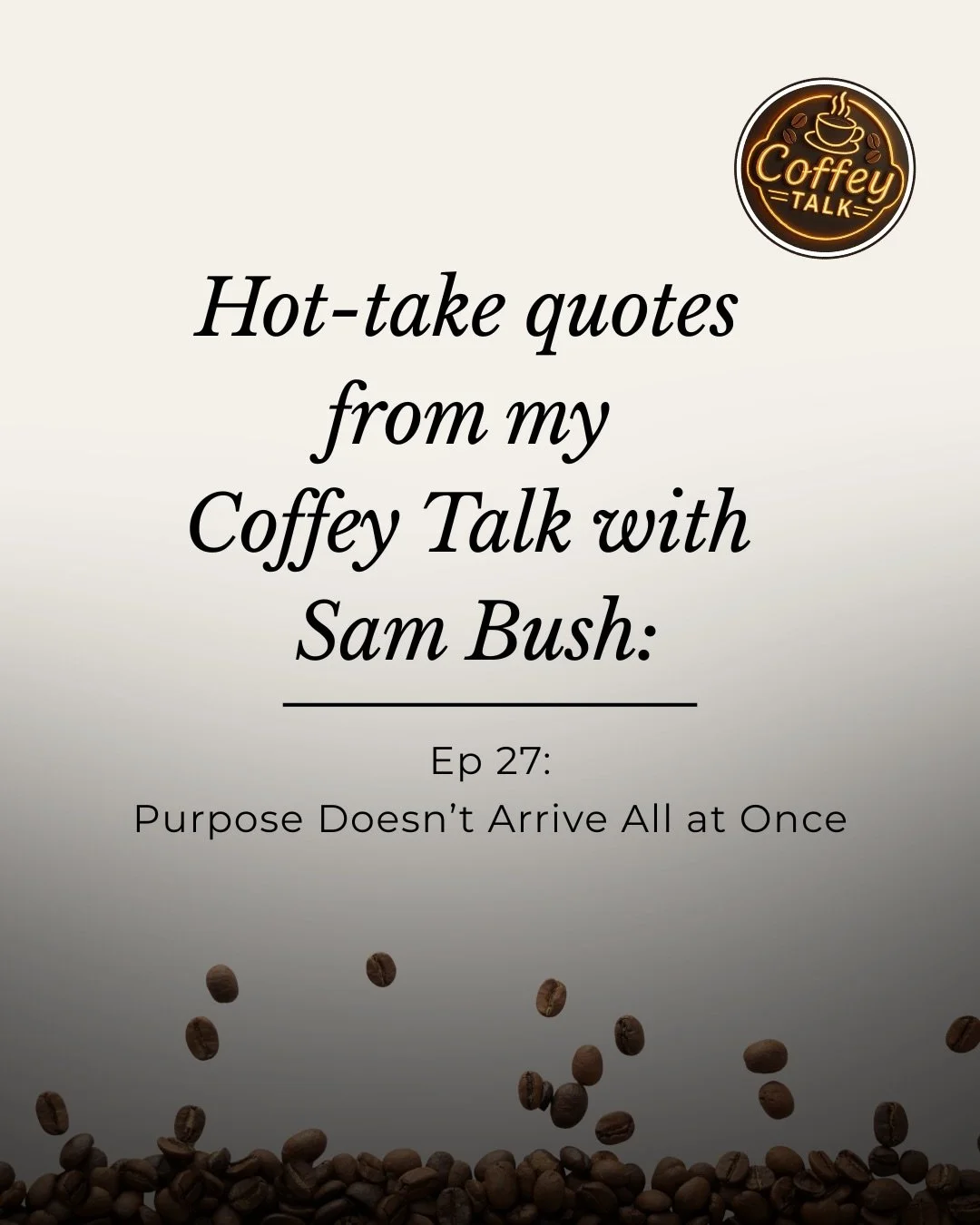 This episode with Sam Bush was full of so many impactful moments and memorable quotes. Here are a few of my favorites.

You can listen to this episode, &ldquo;Purpose Doesn&rsquo;t Arrive All at Once&rdquo; everywhere you stream your podcasts.