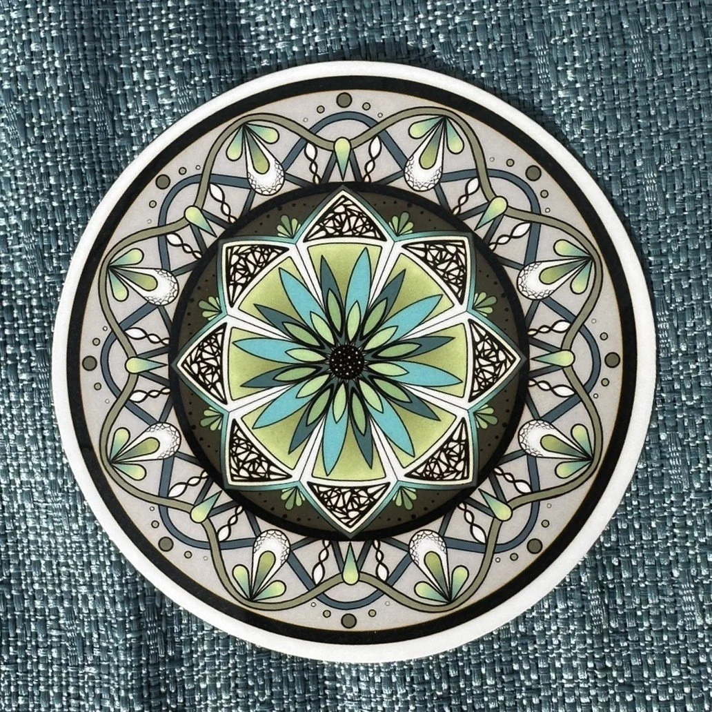 Mandala Sticker - Teal, Green & Gray