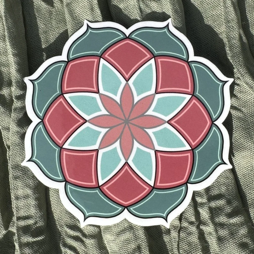 Mandala Sticker - Teal & Salmon