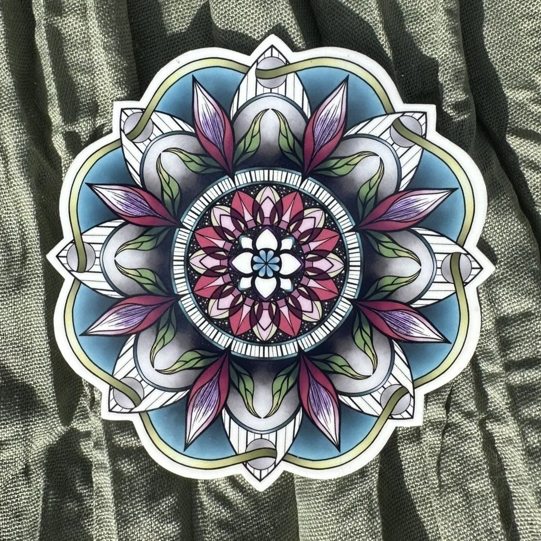 Mandala Sticker - Pink, Green & Blue