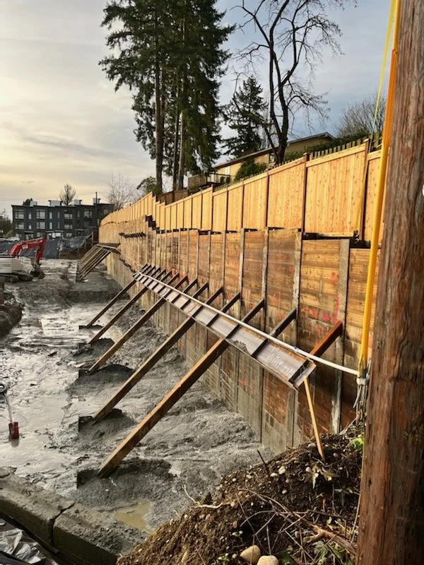 Soldier Piles, Tiebacks & Rakers | Ross Road | Harbor Homes | Kirkland, WA