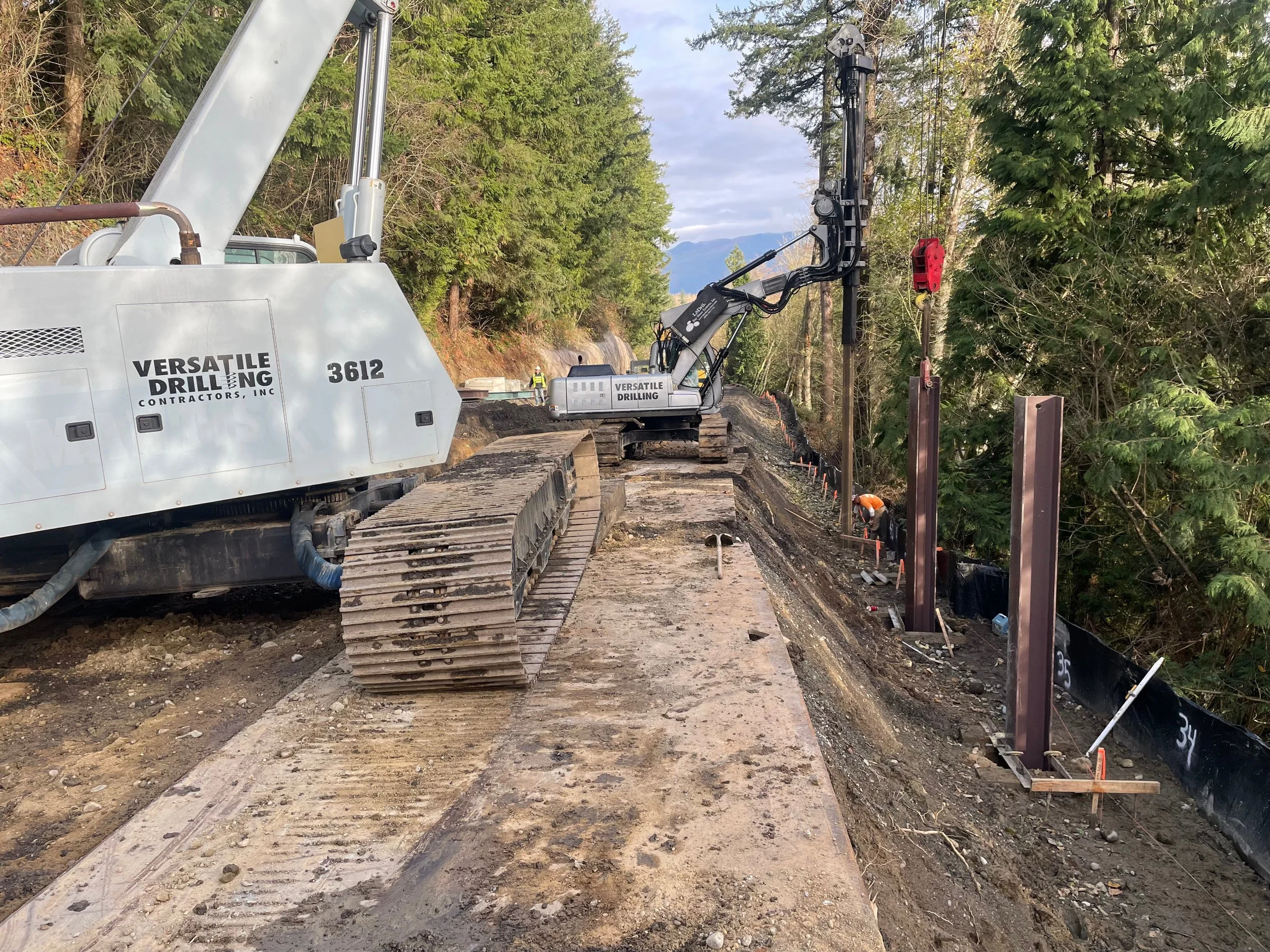 Soldier Piles | Bow Hill Road Reconstruction | Condon Johnson | Bow Hill, WA