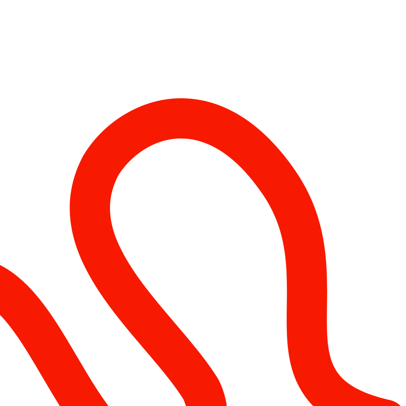Close-up view of a red and black race track or roller coaster track on a black background.
