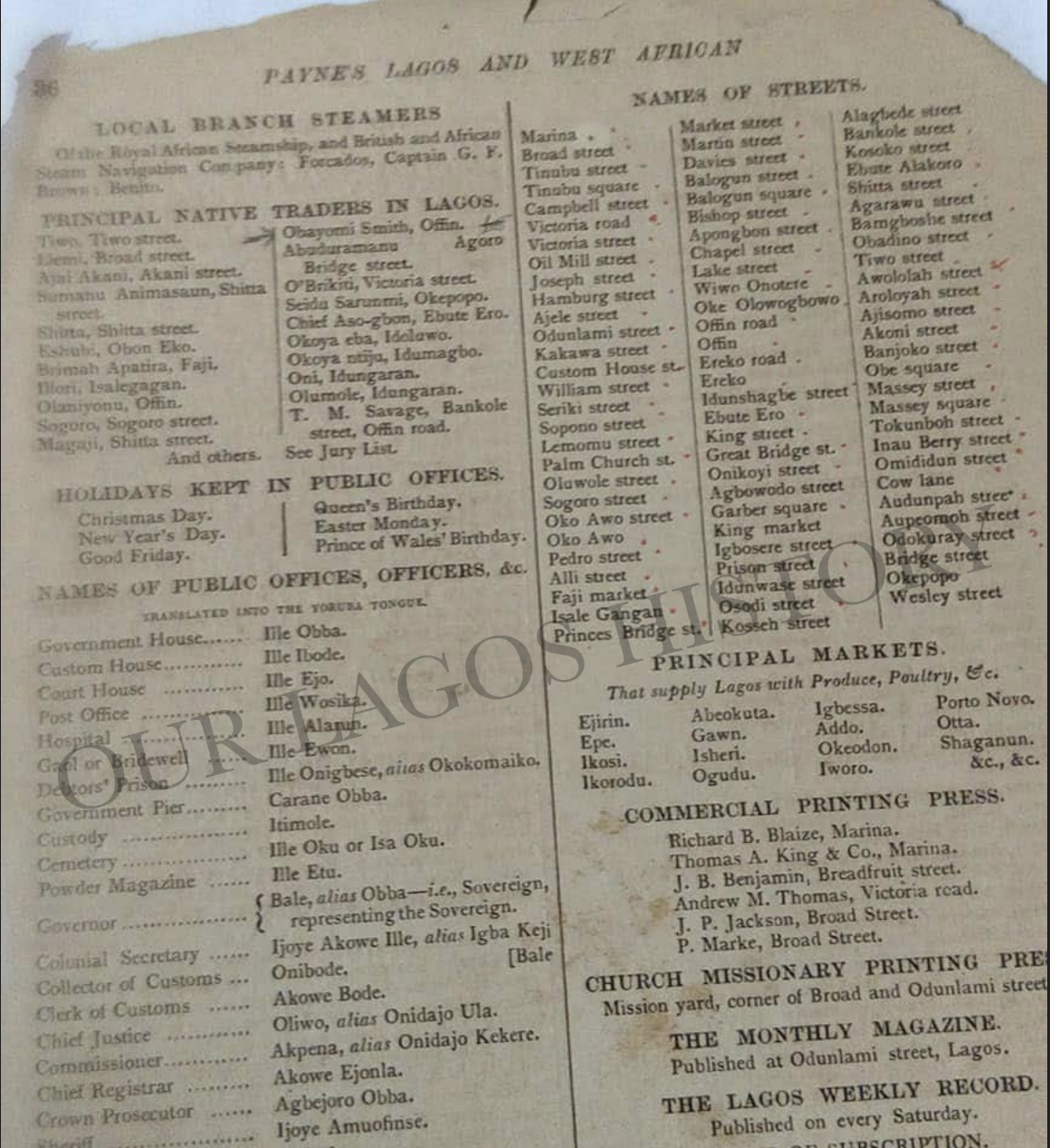 Excerpt from Otonba Paynes Lagos and West Africa Almanac