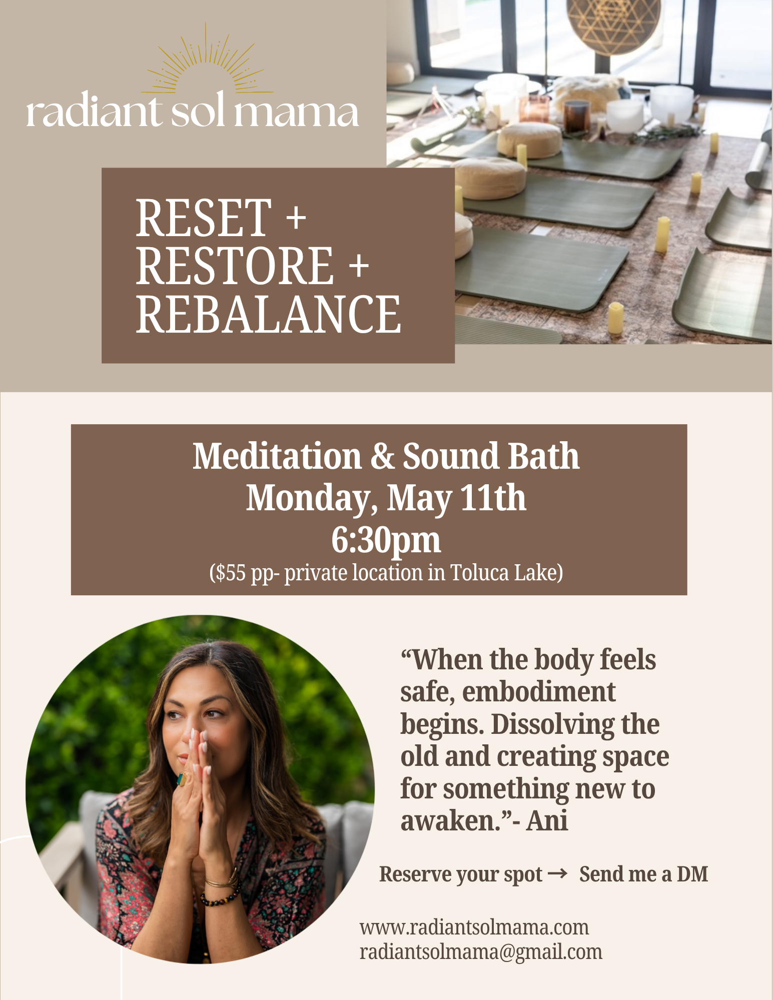 Meditation + Sound Bath Monday, May 11th
