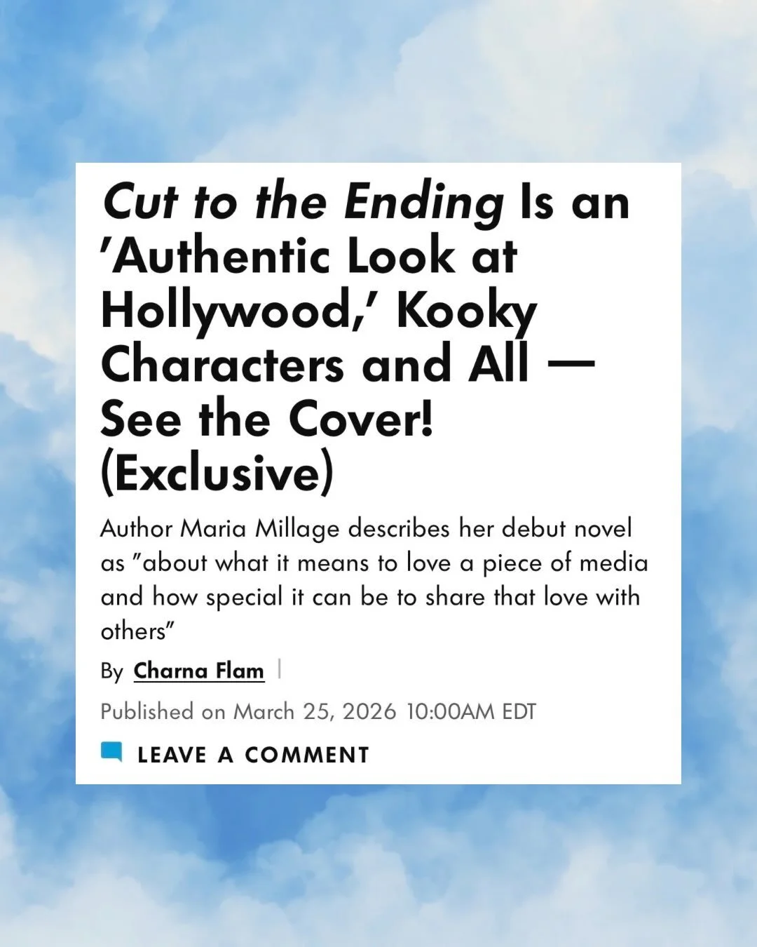 CUT TO THE ENDING&rsquo;s cover is here!!! And it&rsquo;s in @people!!!!

When I tell you I have been staring lovingly at this cover for months and I&rsquo;m so thrilled to finally get to share it in all of its pastel color and Easter egg-y glory!!

