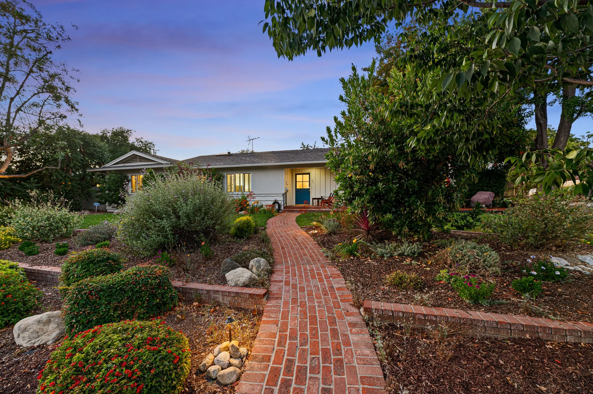 Twilight medium term rental home front Claremont CA SoCal Home Photo