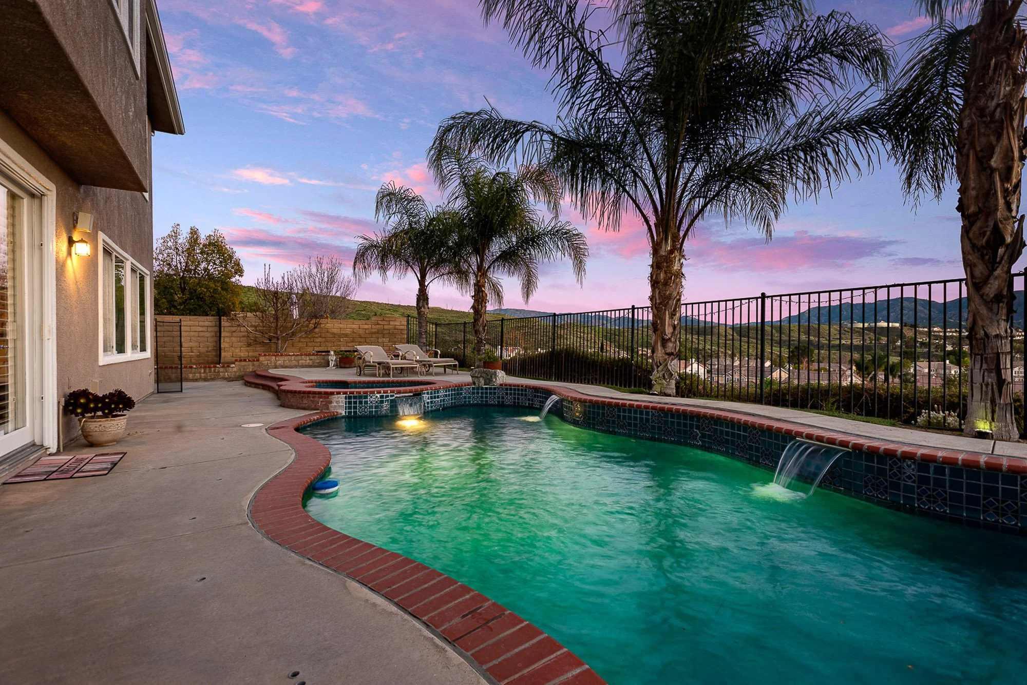 Twilight backyard valley views real estate photography Southern California