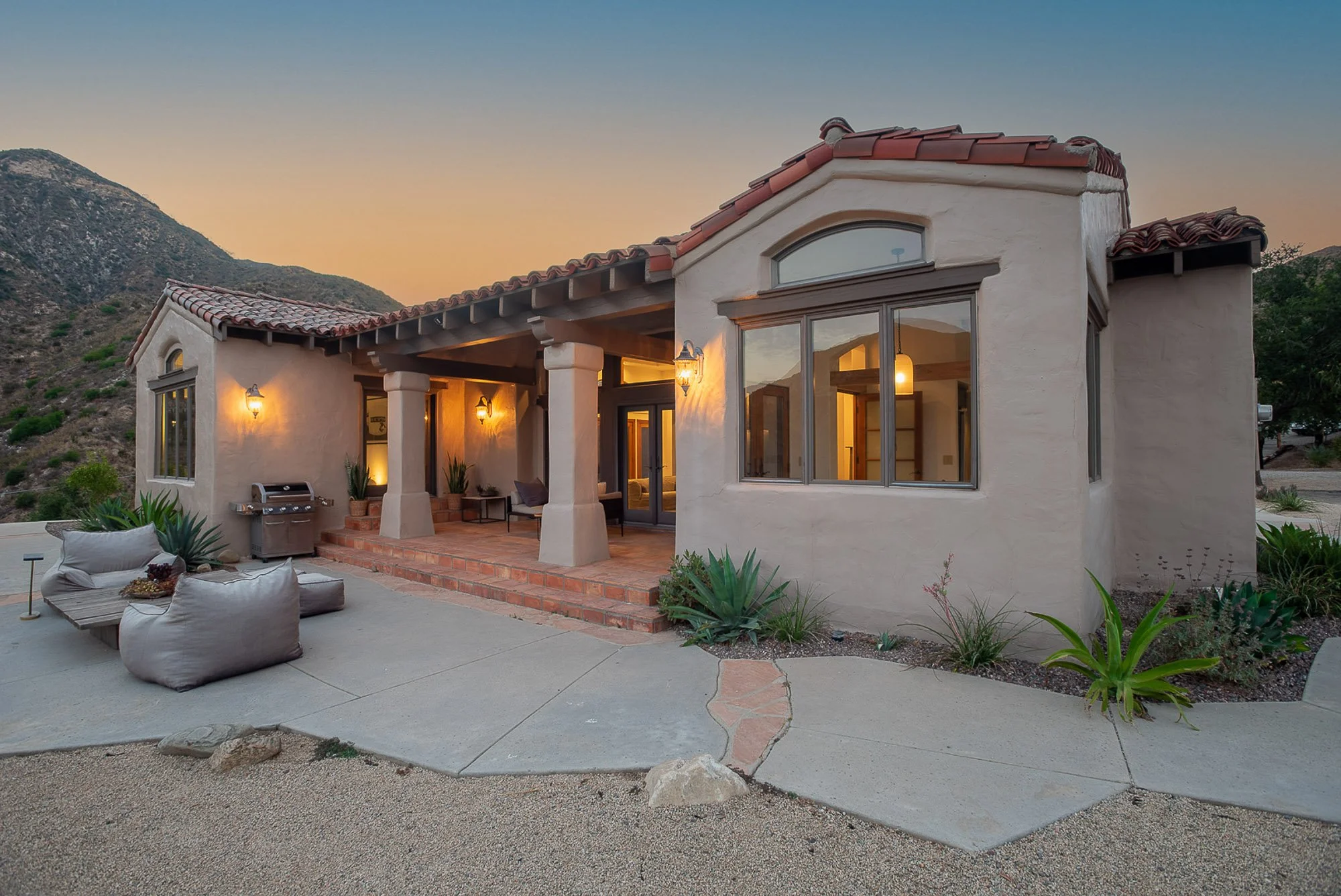 Twilight exterior real estate photography Southern California Adobe home