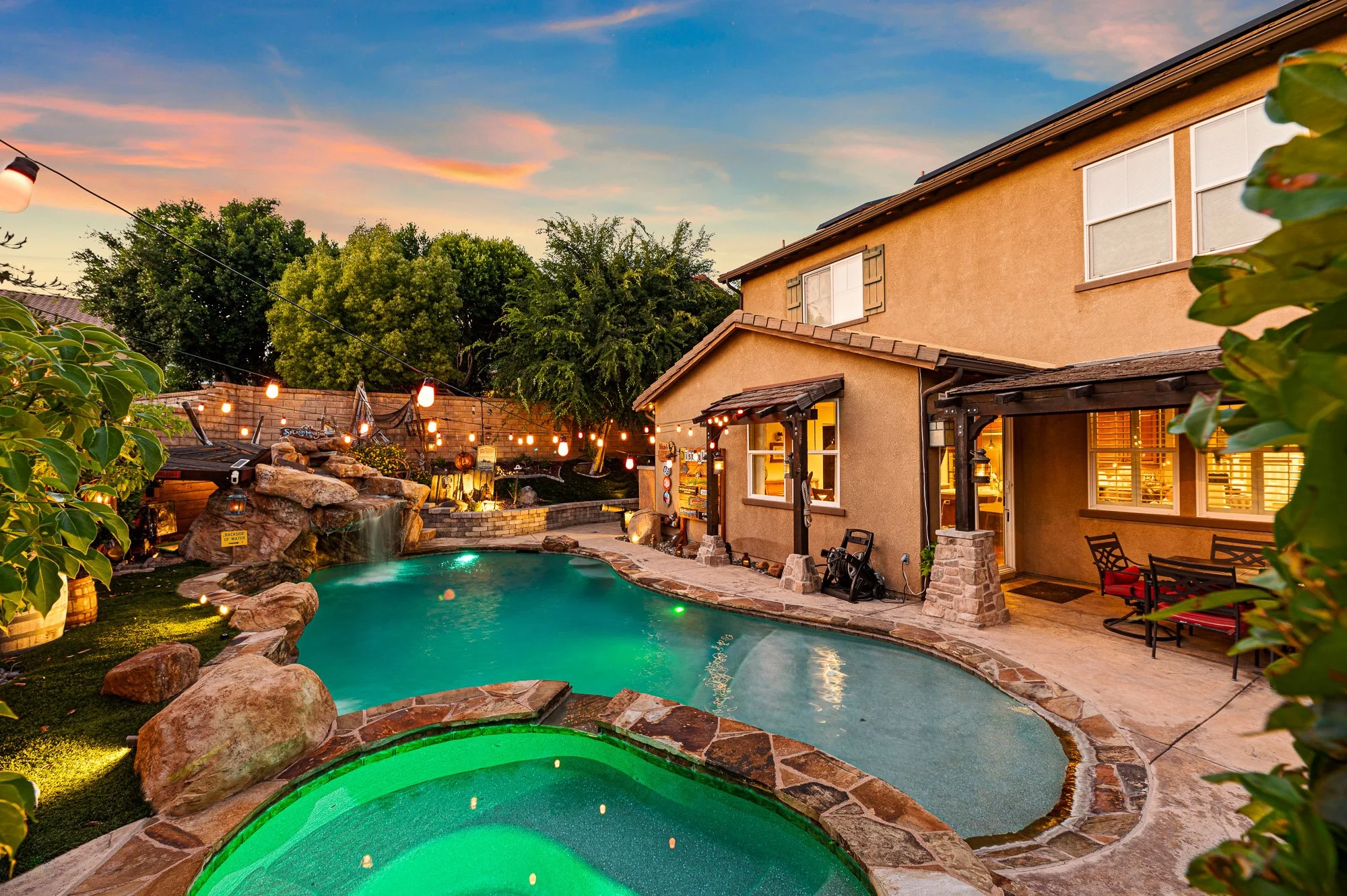 Twilight upscale pool backyard real estate photography West Covina CA SoCal Home Photo