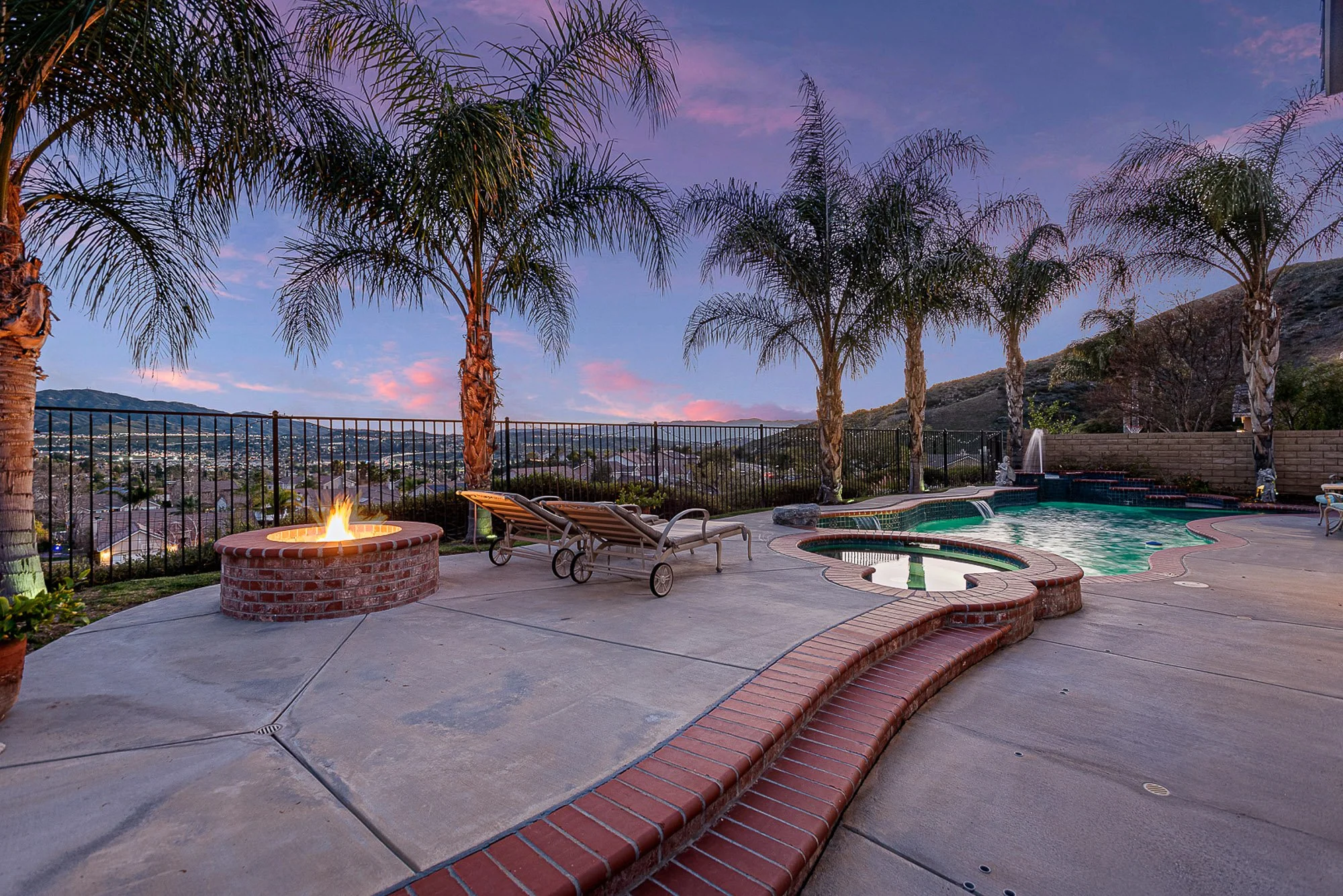 Twilight pool backyard valley view real estate photography Diamond Bar CA SoCal Home Photo