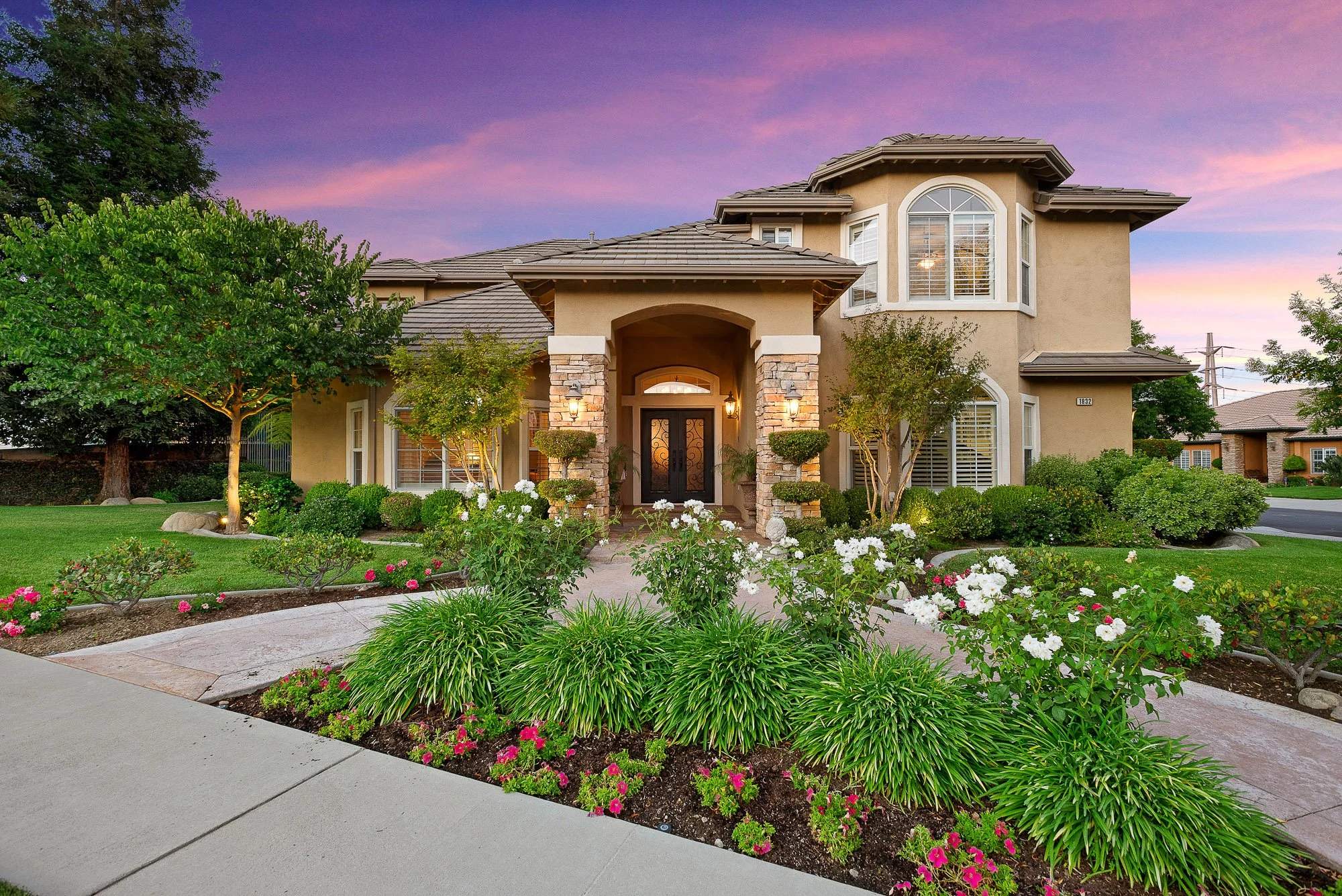 Twilight luxury home front exterior real estate photography Rancho Cucamonga CA SoCal Home Photo