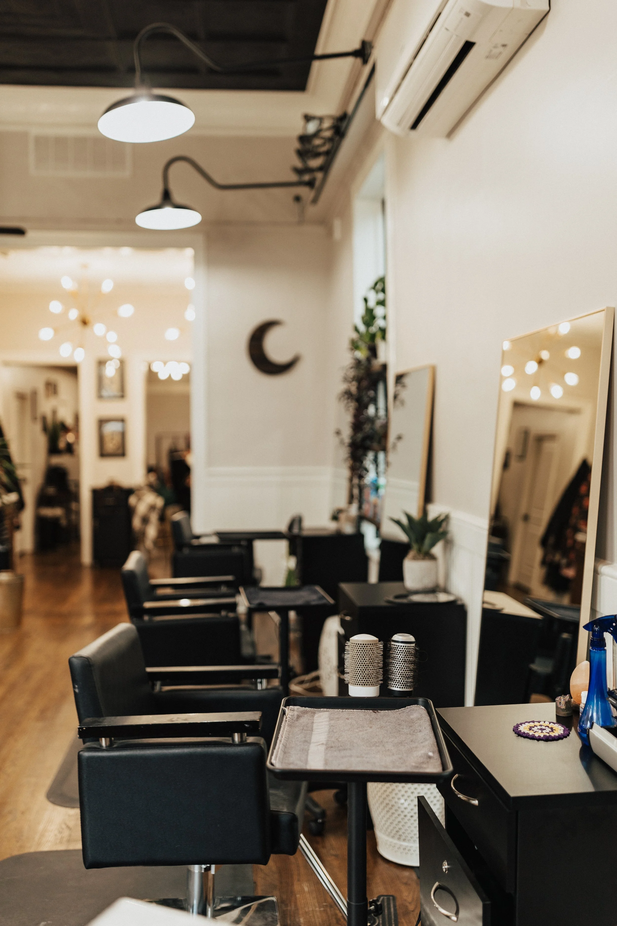 Paisley Moon salon interior in Milton, Delaware, a locally owned hair and beauty salon proudly serving the community for over 16 years.