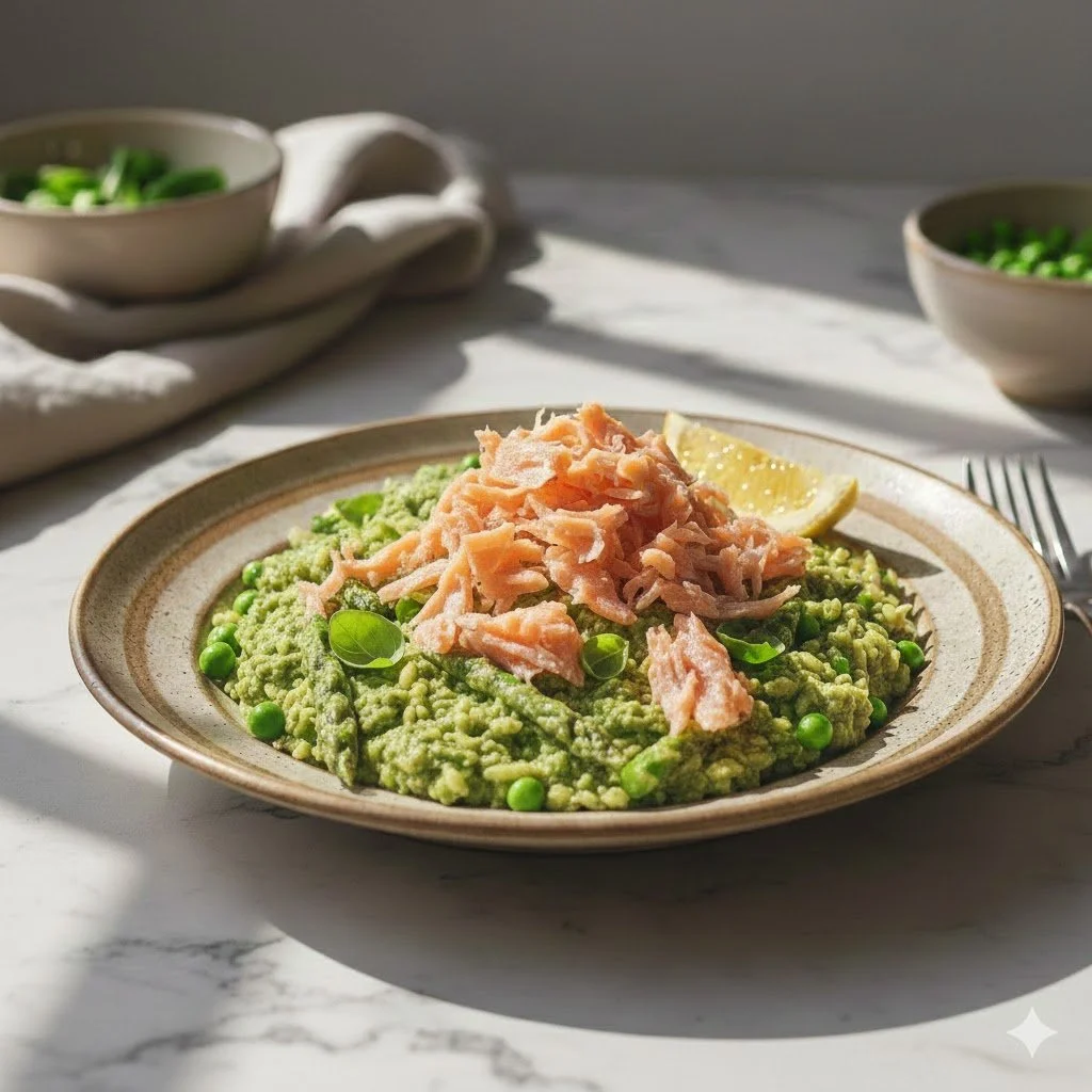 Pea Pesto Orzo with Asparagus