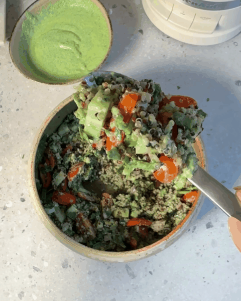 Making the anti-inflammatory Green Goddess Salad