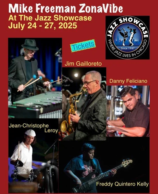 Vibraphonist Mike Freeman's artistry was crucial to the sound we achieved on "The Bowie Project." We're so happy that he's bringing his New York City-based Latin Jazz project ZonaVibe to Chicago's Jazz Showcase next weekend and that he's in