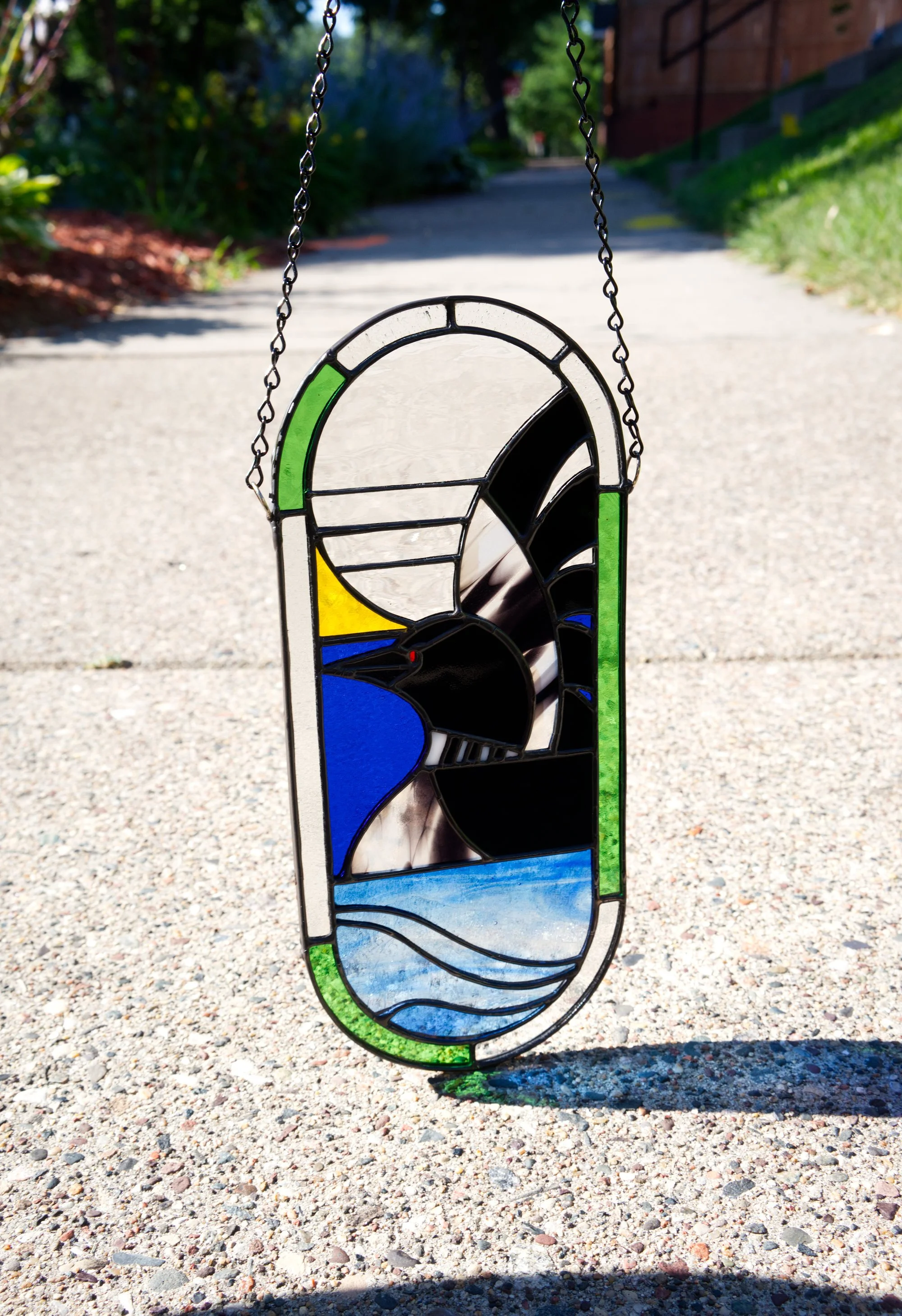 Loon Suncatcher. Pill Shape