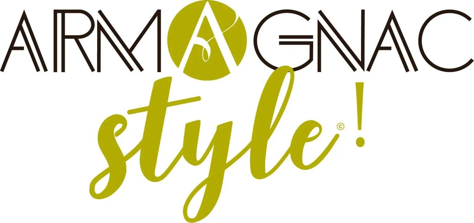 The logo reads "ArmoGNAc style", with stylized text and an olive green and black color scheme.