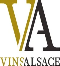 Logo with stylized 'V' and 'A' letters, gold and black, with the words 'VINS ALSACE' below