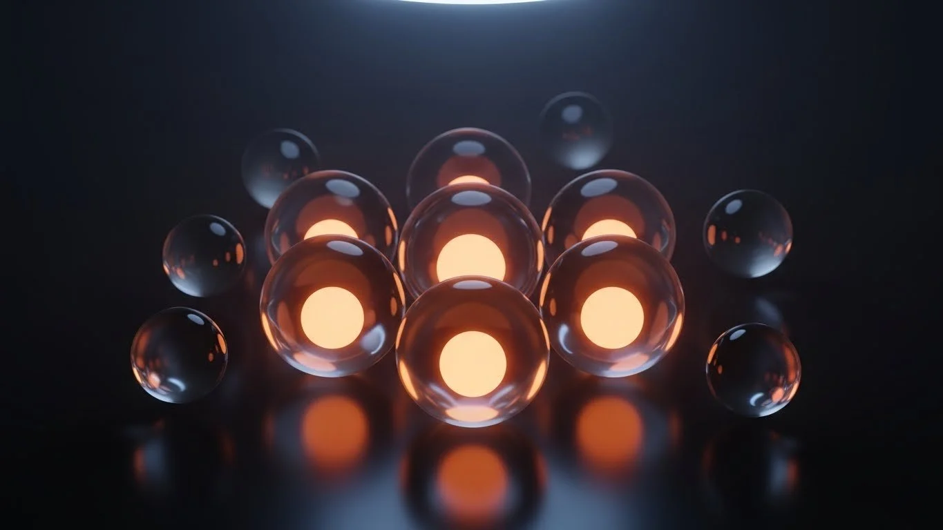 Scenic landscape of a lake surrounded by rolling hills and mountains under an overcast sky.