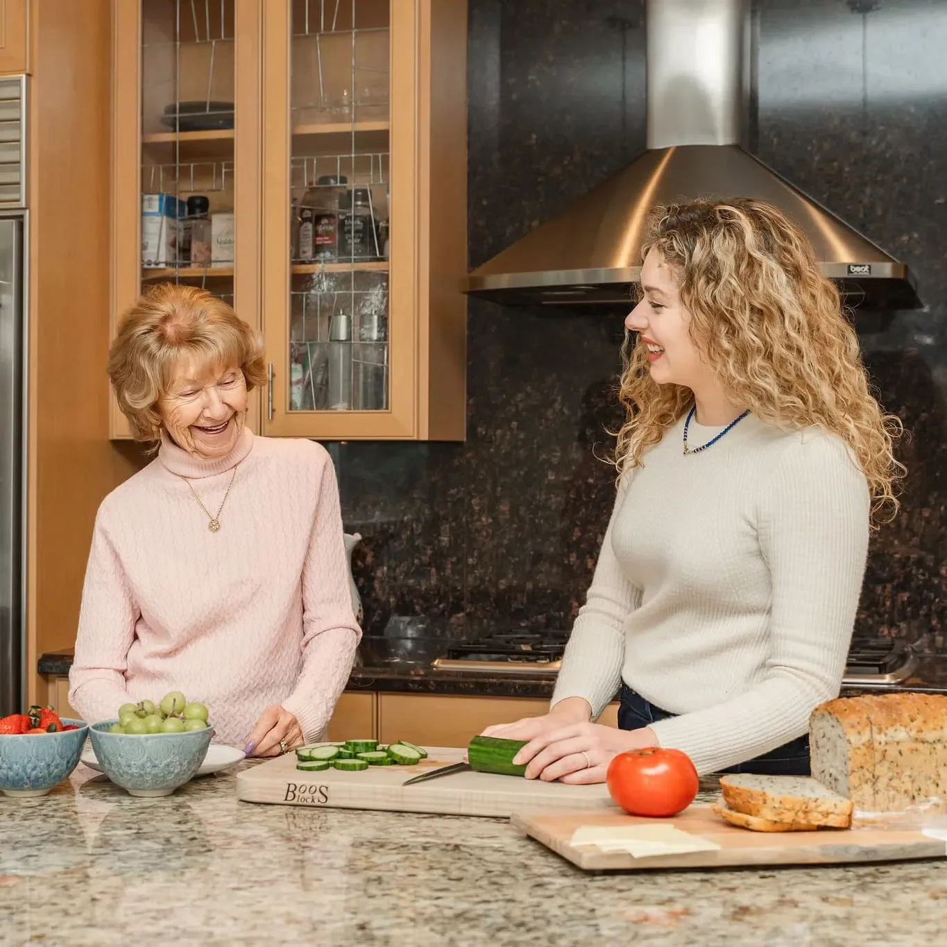 Meal preparation in the kitchen providing support during respite care