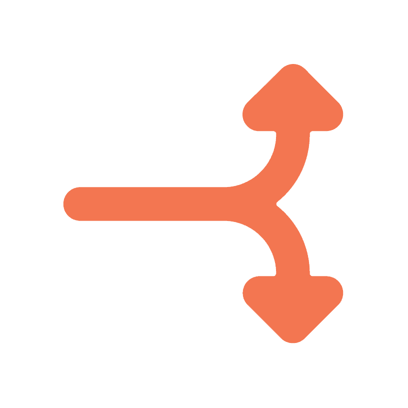 icon of arrow splitting in two directions