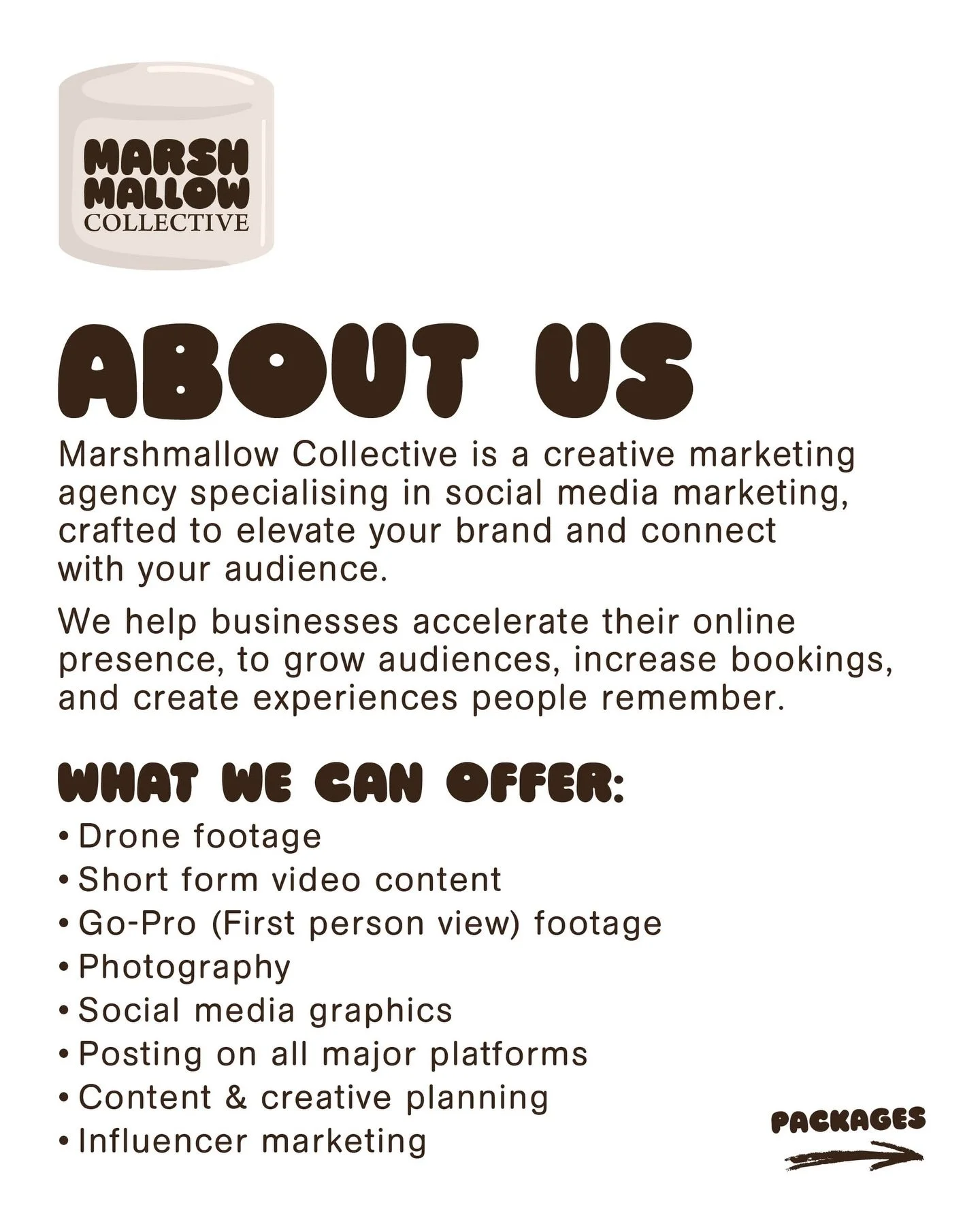 You don&rsquo;t need to go viral. You need to show up consistently, with the right strategy 🚀

At Marshmallow Collective, we help businesses create content that feels natural, aligned, and effective ✨

We handle:
&bull; Video editing
&bull; Posting 