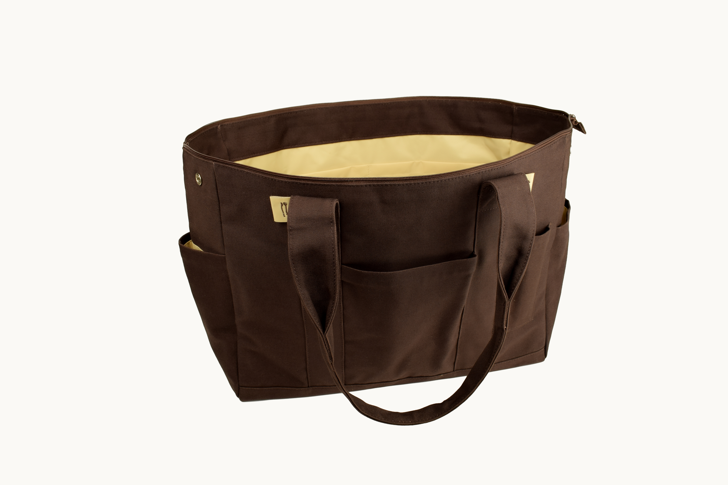 Outside and inside of Poco Picnic insulated tote bag showing insulated inside