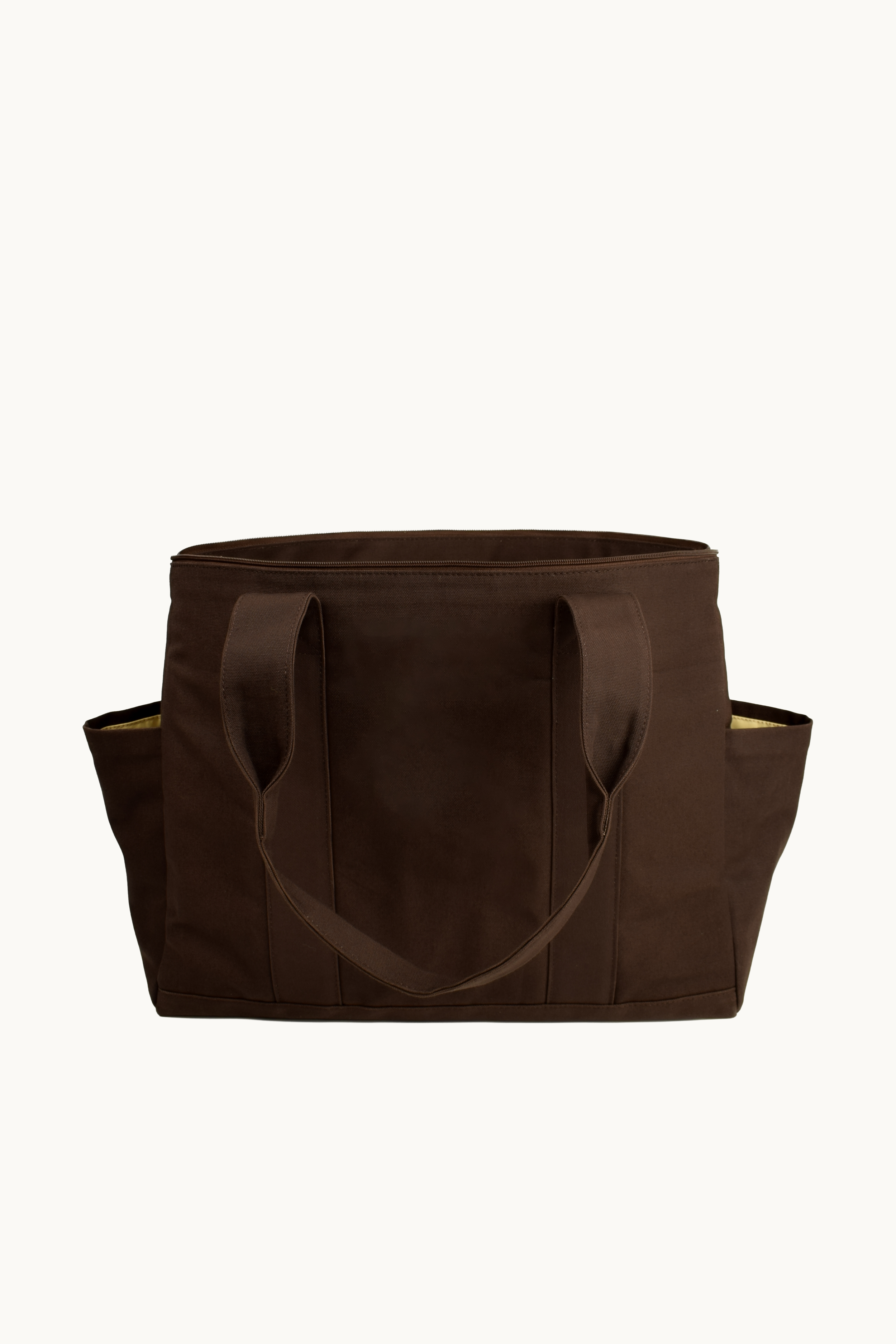 Back view of the Poco Picnic insulated tote bag with clips fastened