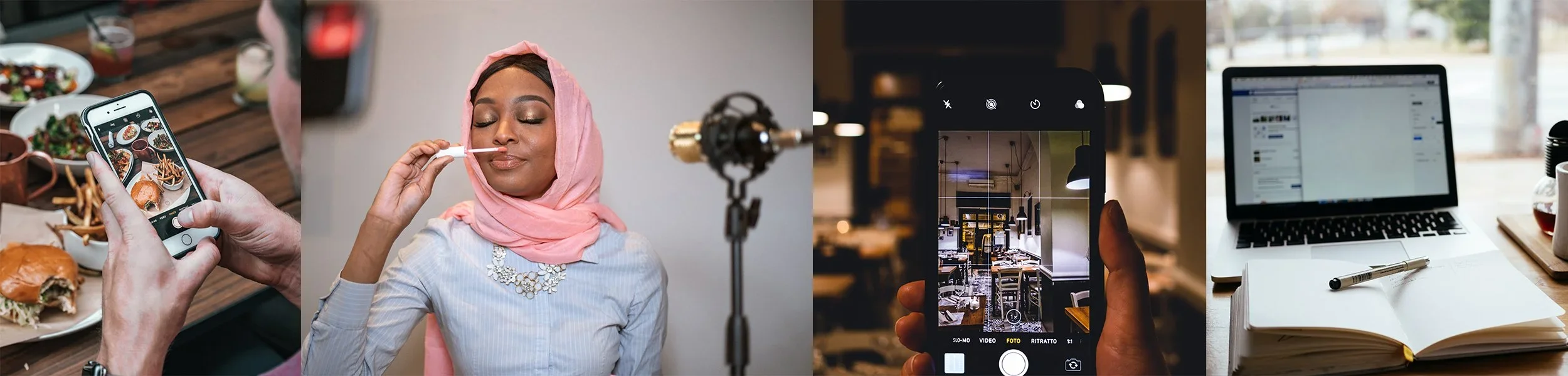 series of images showing user generated content being captured