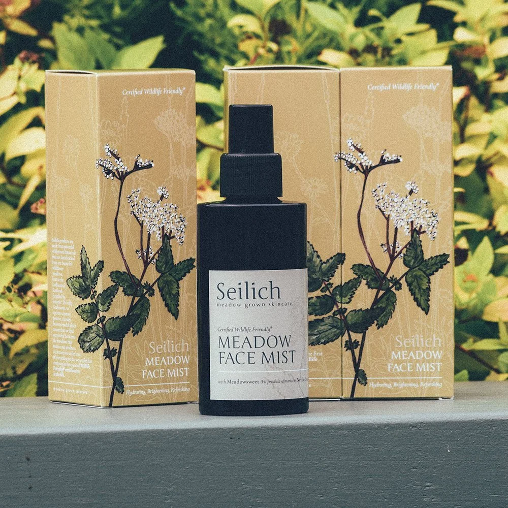 seilich botanicals meadow face mist label and box design packaging