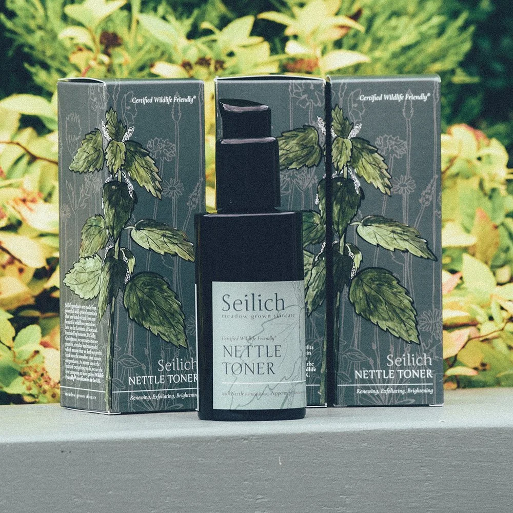 seilich botanicals nettle toner label and box design packaging