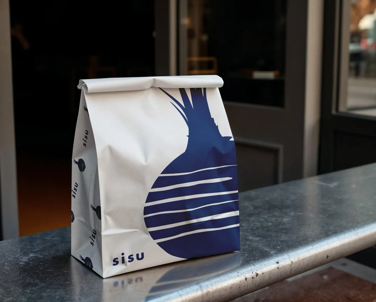 branding for cornwall cafe sisu on takeaway paper bag