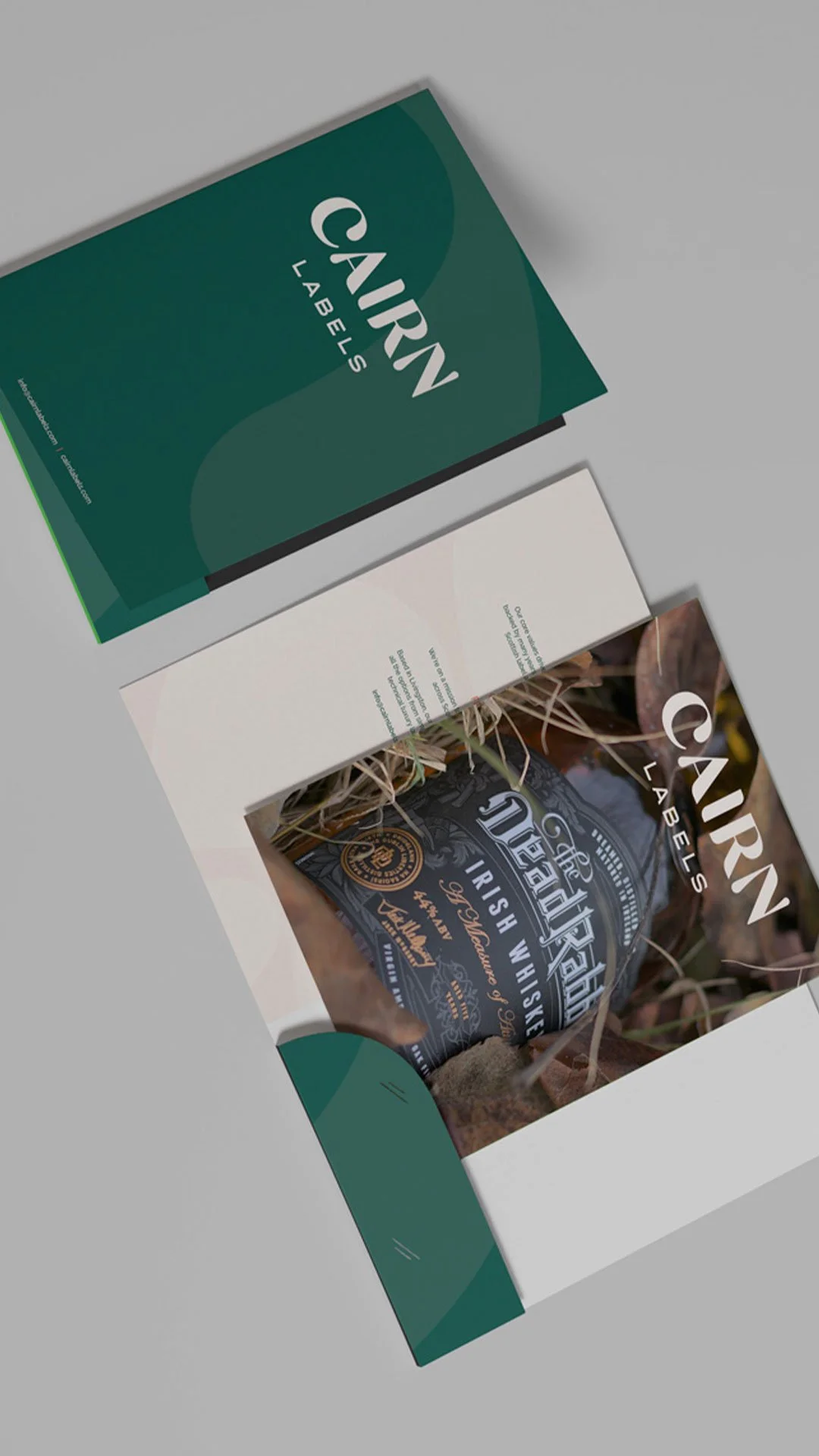 presentation folder design for cairn labels sample company in the UK