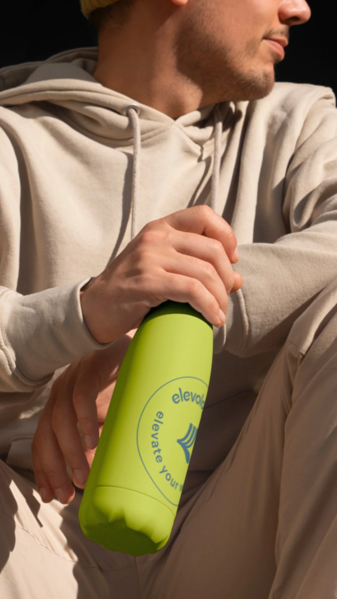 water bottle brand application and roundel design for yoga brand