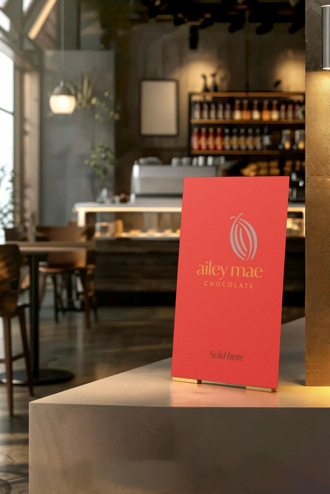 handcrafted small chocolatier branding signage for retail