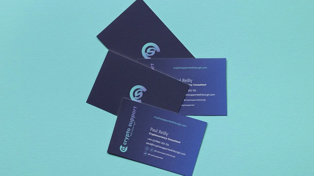 visual identity design and branding for crypto support company in edinburgh