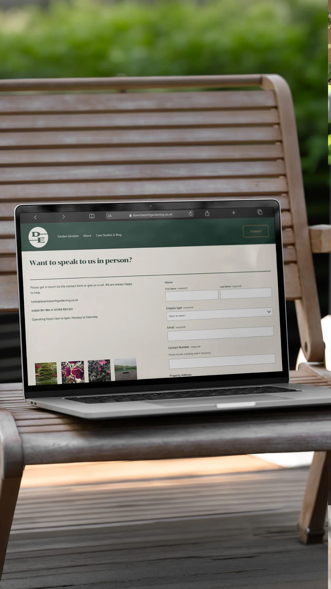 desktop website design for gardening and landscaping company near edinburgh