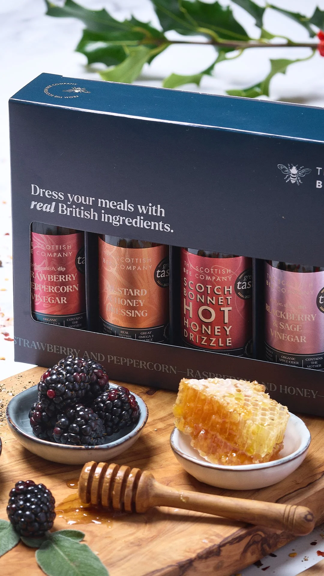 minimal gift box branding and packaging design for british condiments producer
