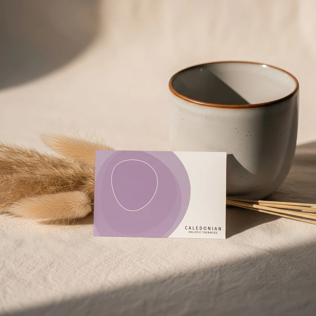 branding and business card design for holistic therapy business in scotland