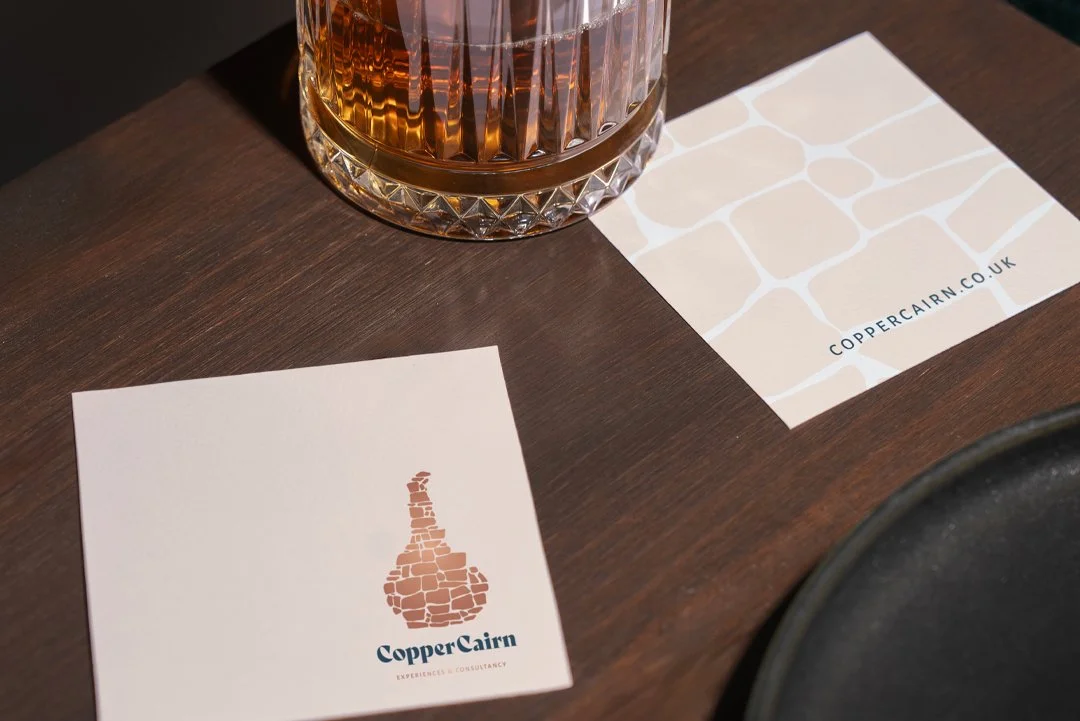 branded drinks mat for whisky consultancy and tours company in speyside scotland